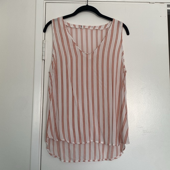 Papaya white and rust stripe flowy tank blouse size medium - Picture 3 of 4